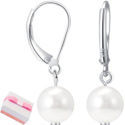 Srebrne kolczyki rodowane perły wiszące angielskie srebro 925