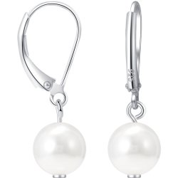 Srebrne kolczyki rodowane perły wiszące angielskie srebro 925