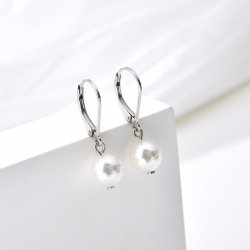 Srebrne kolczyki rodowane perły wiszące angielskie srebro 925