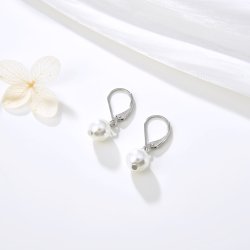 Srebrne kolczyki rodowane perły wiszące angielskie srebro 925