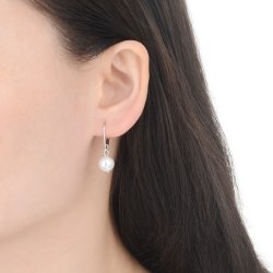 Srebrne kolczyki rodowane perły wiszące angielskie srebro 925