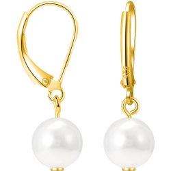 Srebrne kolczyki perły wiszące angielskie pozłacane srebro 925