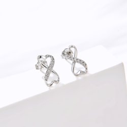 Srebrne kolczyki rodowane serca nieskończoność sztyfty wkrętki srebro 925