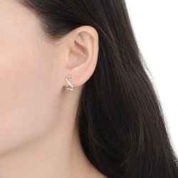 Srebrne kolczyki rodowane serca nieskończoność sztyfty wkrętki srebro 925
