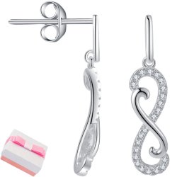 Kolczyki srebrne wiszące sztyfty wkrętki kolczyki nieskończoność srebro