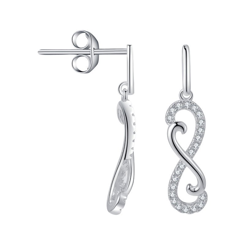 Kolczyki srebrne wiszące sztyfty wkrętki kolczyki nieskończoność srebro