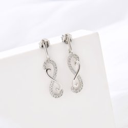 Kolczyki srebrne wiszące sztyfty wkrętki kolczyki nieskończoność srebro