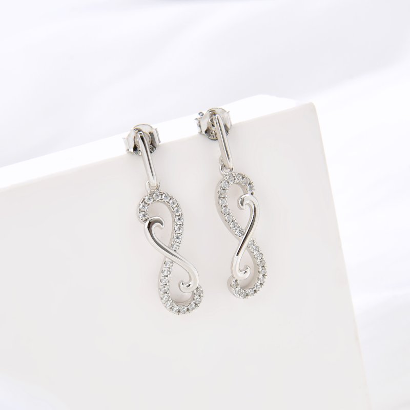 Kolczyki srebrne wiszące sztyfty wkrętki kolczyki nieskończoność srebro