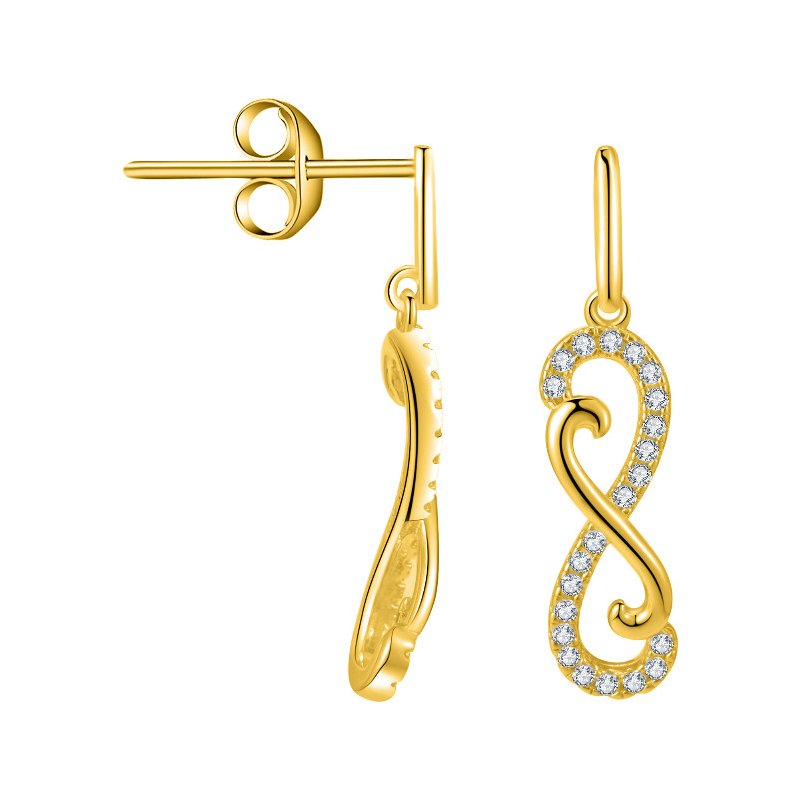 Srebrne kolczyki wiszące sztyfty wkrętki kolczyki nieskończoność srebro 925 pozłacane