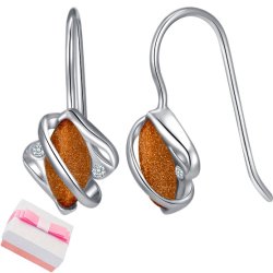 Srebrne kolczyki rodowane piasek pustyni wiszące srebro 925 dla kobiety