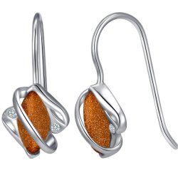 Srebrne kolczyki rodowane piasek pustyni wiszące srebro 925 dla kobiety