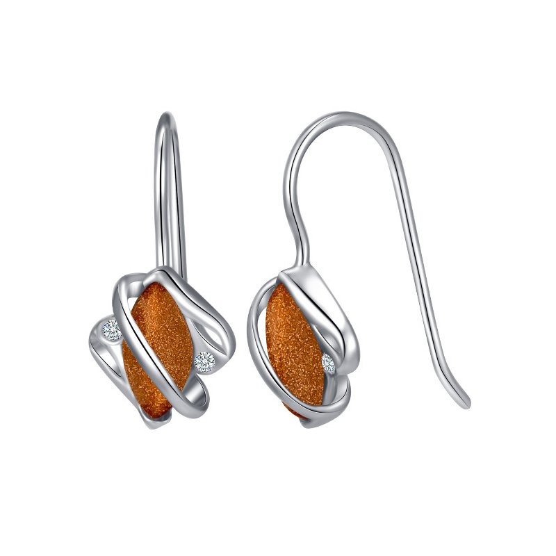 Srebrne kolczyki rodowane piasek pustyni wiszące srebro 925 dla kobiety