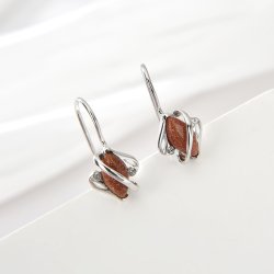 Srebrne kolczyki rodowane piasek pustyni wiszące srebro 925 dla kobiety