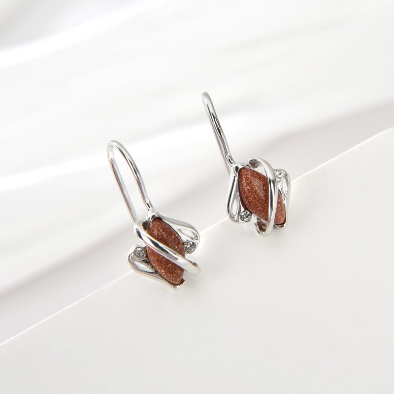 Srebrne kolczyki rodowane piasek pustyni wiszące srebro 925 dla kobiety