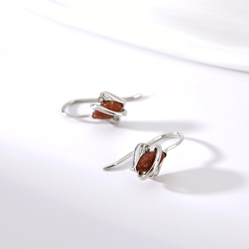 Srebrne kolczyki rodowane piasek pustyni wiszące srebro 925 dla kobiety