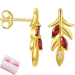 Srebrne kolczyki pozłacane listki damskie dla kobiety wkrętki sztyfty srebro 925