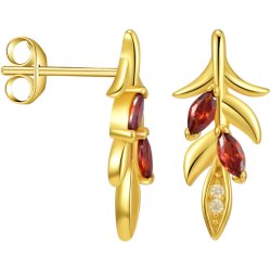 Srebrne kolczyki pozłacane listki damskie dla kobiety wkrętki sztyfty srebro 925