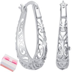 Srebrne kolczyki rodowane ażurowe wiszące srebro 925 dla kobiety