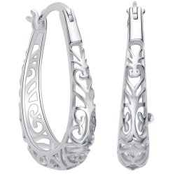 Srebrne kolczyki rodowane ażurowe wiszące srebro 925 dla kobiety
