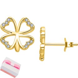 Kolczyki srebrne wkrętki koniczynki kolczyki sztyfty srebro 925 pozłacane