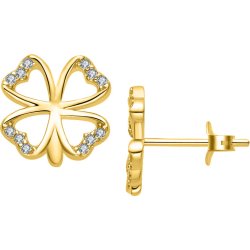 Kolczyki srebrne wkrętki koniczynki kolczyki sztyfty srebro 925 pozłacane