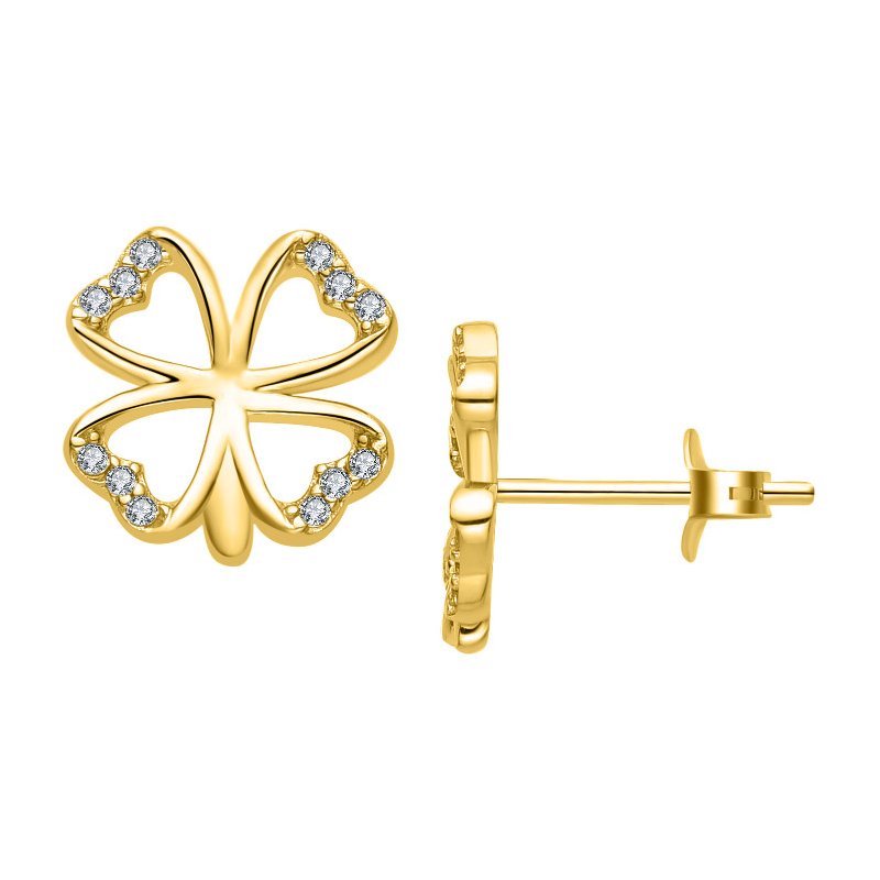 Kolczyki srebrne wkrętki koniczynki kolczyki sztyfty srebro 925 pozłacane