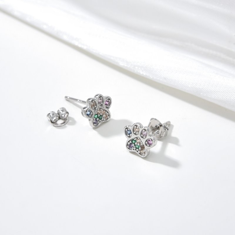 Srebrne kolczyki rodowane sztyfty wkrętki łapki srebro 925 dla dziewczynki