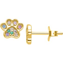 Srebrne kolczyki pozłacane sztyfty wkrętki kolczyki srebro 925 dla dziewczynki łapki