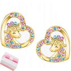 Kolczyki jednorożce sztyfty kolczyki wkrętki srebro pozłacane dla dzieci