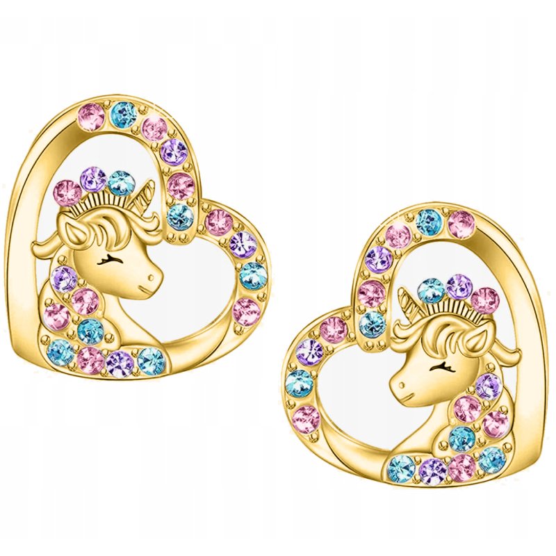 Kolczyki jednorożce sztyfty kolczyki wkrętki srebro pozłacane dla dzieci