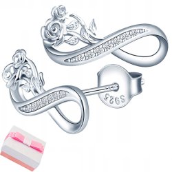 Srebrne kolczyki sztyfty nieskończoność kolczyki wkrętki róże srebro 925