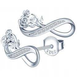Srebrne kolczyki sztyfty nieskończoność kolczyki wkrętki róże srebro 925