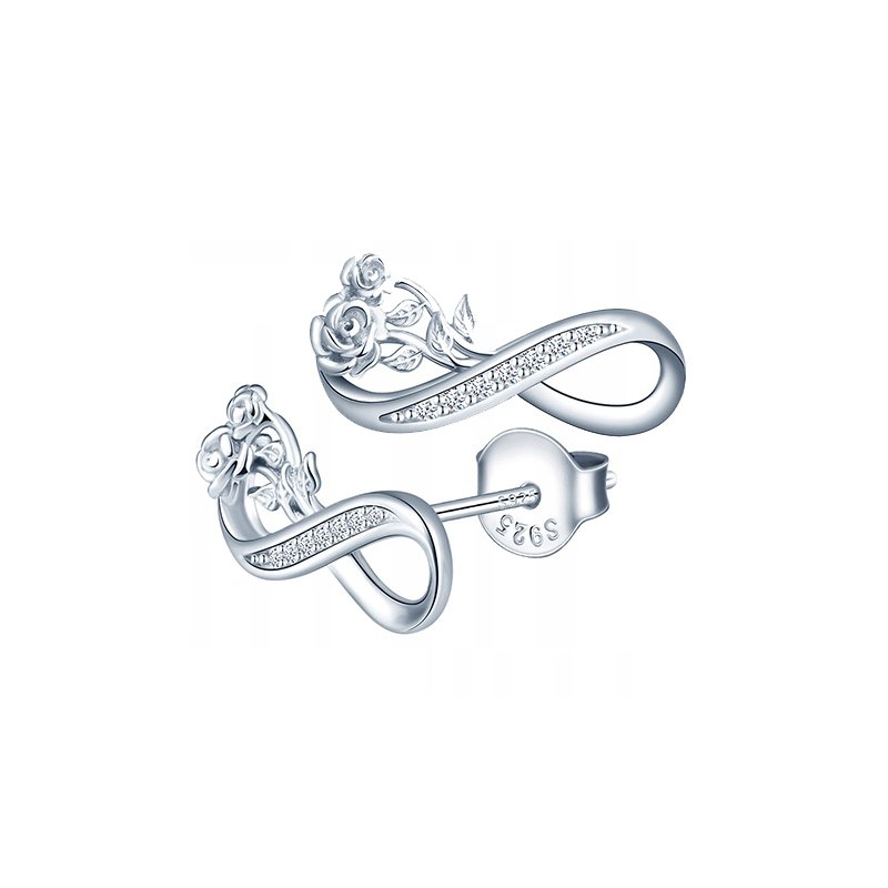 Srebrne kolczyki sztyfty nieskończoność kolczyki wkrętki róże srebro 925