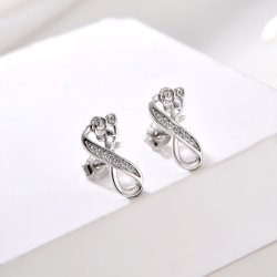 Srebrne kolczyki sztyfty nieskończoność kolczyki wkrętki róże srebro 925