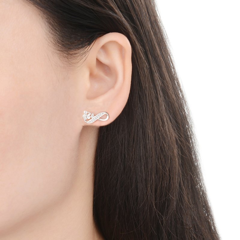 Srebrne kolczyki sztyfty nieskończoność kolczyki wkrętki róże srebro 925
