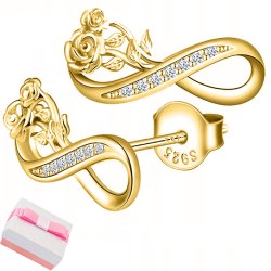 Srebrne kolczyki pozłacane wkrętki nieskończoność kolczyki sztyfty damskie srebro 925