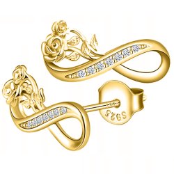 Srebrne kolczyki pozłacane wkrętki nieskończoność kolczyki sztyfty damskie srebro 925