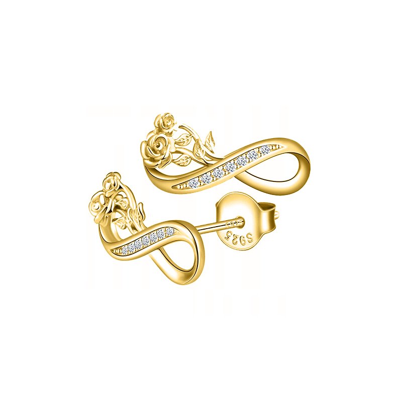 Srebrne kolczyki pozłacane wkrętki nieskończoność kolczyki sztyfty damskie srebro 925