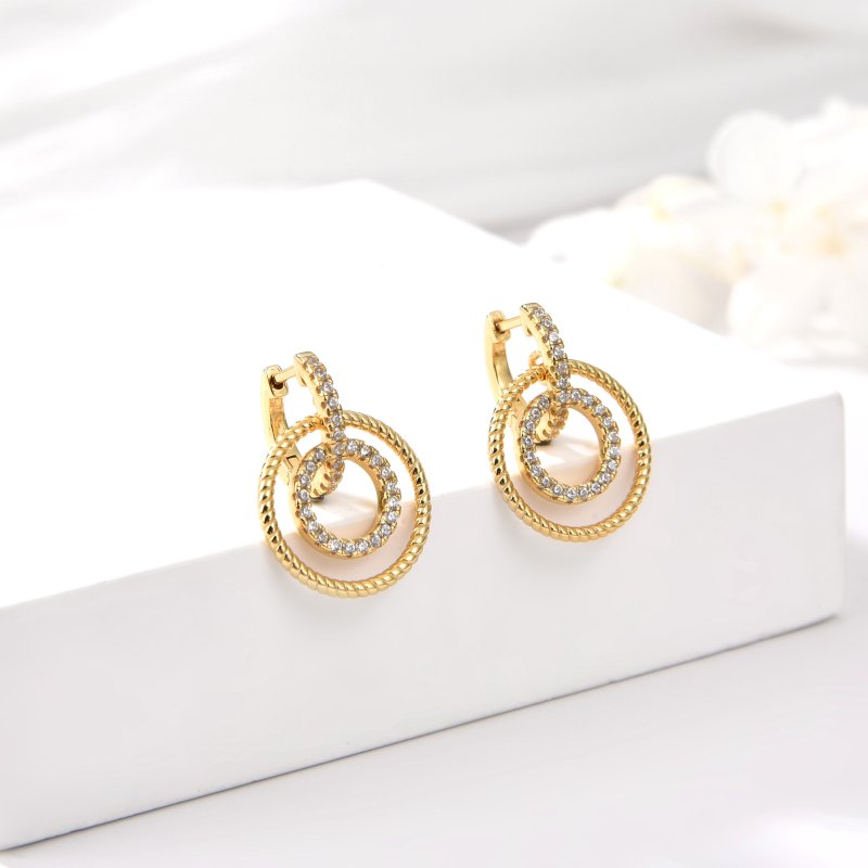 Srebrne kolczyki kółka damskie pozłacane koła wiszące dla kobiety srebro 925