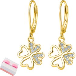 Srebrne kolczyki pozłacane wiszące kolczyki angielskie koniczynki damskie srebro 925