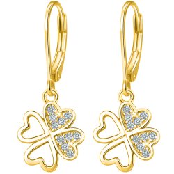 Srebrne kolczyki pozłacane wiszące kolczyki angielskie koniczynki damskie srebro 925