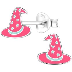 Srebrne kolczyki kapelusze halloween czarownica wiedźma dla dziewczynki 925