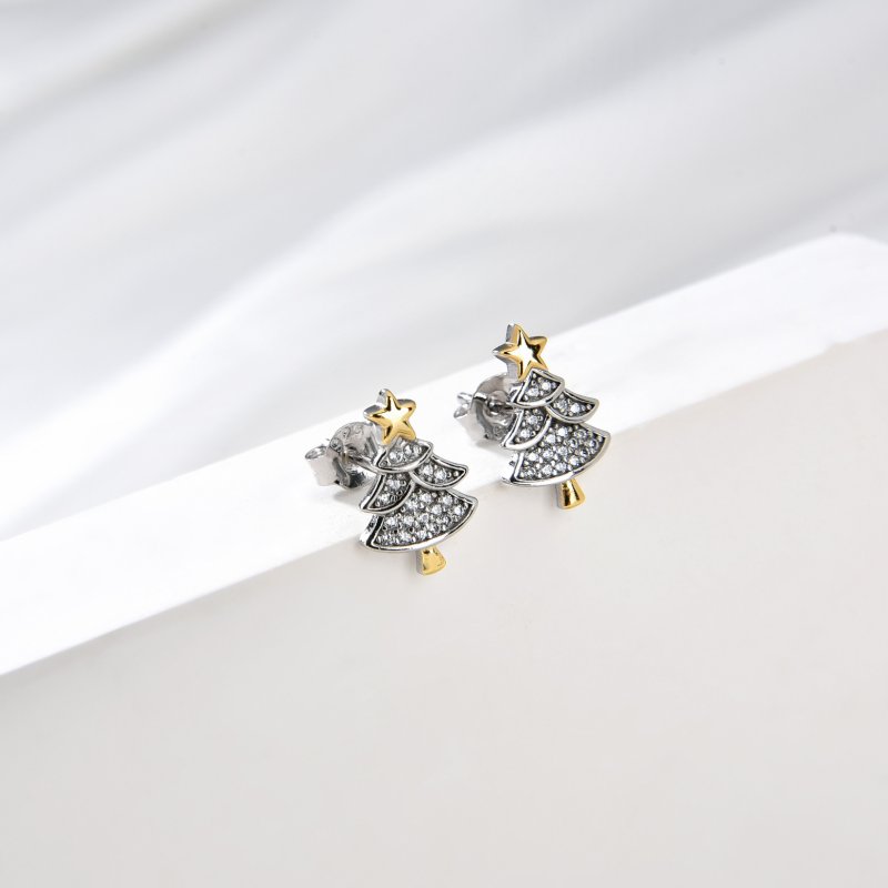 Srebrne kolczyki wkrętki kolczyki sztyfty pod choinkę na święta srebro 925