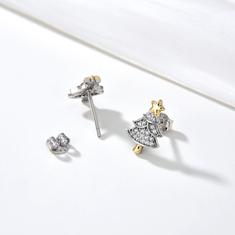 Srebrne kolczyki wkrętki kolczyki sztyfty pod choinkę na święta srebro 925