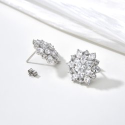Srebrne kolczyki rodowane wkrętki sztyfty kryształy na przyjęcie wesele