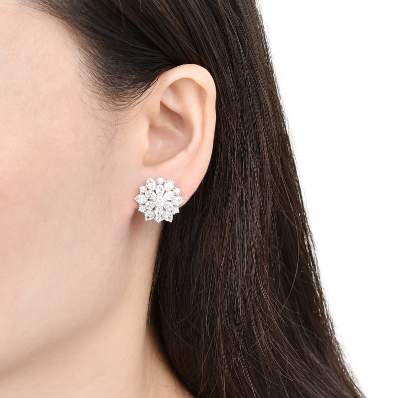 Srebrne kolczyki rodowane wkrętki sztyfty kryształy na przyjęcie wesele