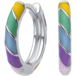 Srebrne kolczyki rodowane kółka kolorowe srebro 925 dla dziewczynki