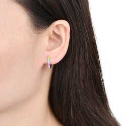 Srebrne kolczyki rodowane kółka kolorowe srebro 925 dla dziewczynki