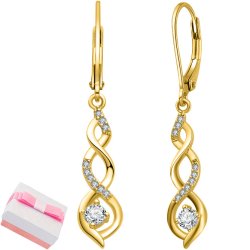 Srebrne kolczyki pozłacane wiszące kolczyki srebro próba 925 angielskie dla kobiety