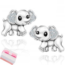 Srebrne kolczyki słoniki słonie rodowane sztyfty srebro 925 dla dziewczynki